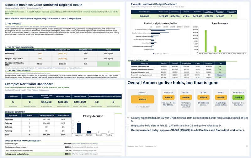 Screenshots from templates in the Complete Toolkit